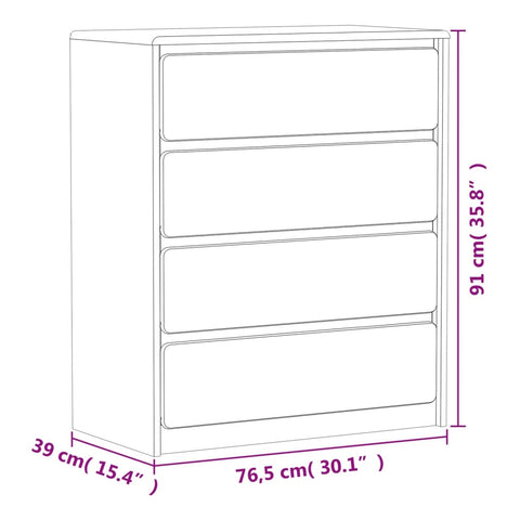 vidaXL Schubladenschrank SAUDA Eiche-Optik 76,5x39x91 cm Massivholz