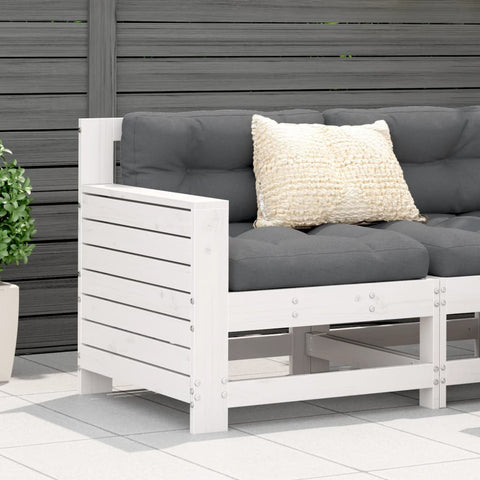 Gartensofa mit Armlehne Weiß 69x62x70,5 cm Massivholz Kiefer