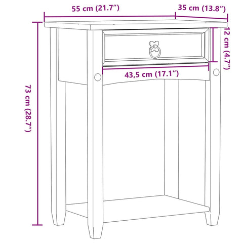 vidaXL Konsolentisch Corona 55x35x73 cm Massivholz Kiefer