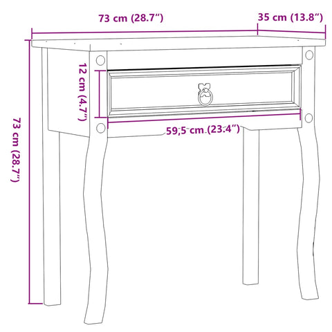 vidaXL Konsolentisch Corona 73x35x73 cm Massivholz Kiefer