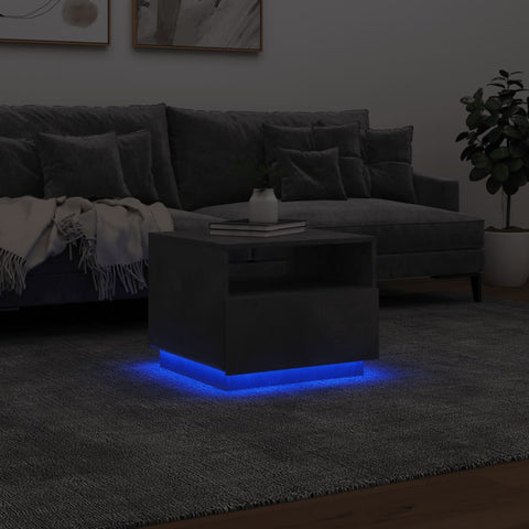 vidaXL Couchtisch mit LED-Leuchten Betongrau 50x49x40 cm