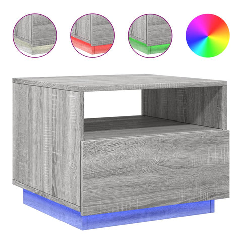 vidaXL Couchtisch mit LED-Leuchten Grau Sonoma 50x49x40 cm