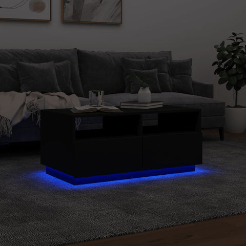 vidaXL Couchtisch mit LED-Leuchten Schwarz 90x49x40 cm