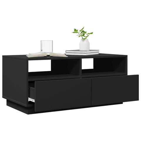 vidaXL Couchtisch mit LED-Leuchten Schwarz 90x49x40 cm