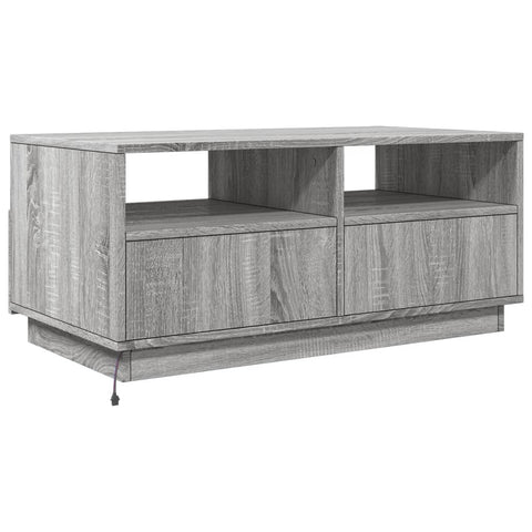 vidaXL Couchtisch mit LED-Leuchten Grau-Sonoma 90x49x40 cm