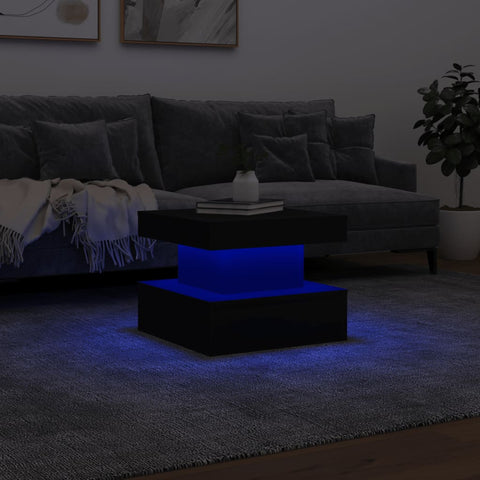 vidaXL Couchtisch mit LED-Leuchten Schwarz 50x50x40 cm