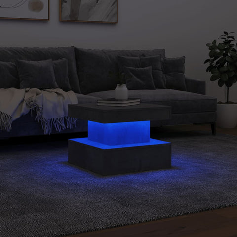 vidaXL Couchtisch mit LED-Leuchten Betongrau 50x50x40 cm