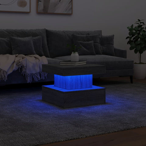 vidaXL Couchtisch mit LED-Leuchten Grau Sonoma 50x50x40 cm