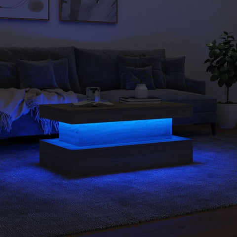 vidaXL Couchtisch mit LED-Leuchten Sonoma-Eiche 90x50x40 cm