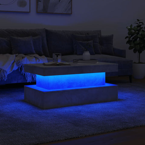 vidaXL Couchtisch mit LED-Leuchten Betongrau 90x50x40 cm