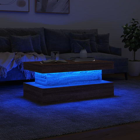 vidaXL Couchtisch mit LED-Leuchten Braun Eichen-Optik 90x50x40 cm