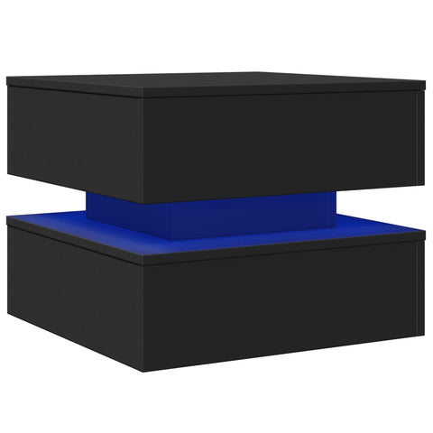 vidaXL Couchtisch mit LED-Leuchten Schwarz 50x50x40 cm