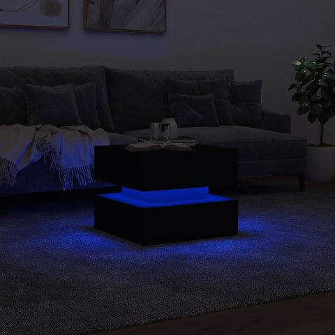 vidaXL Couchtisch mit LED-Leuchten Schwarz 50x50x40 cm