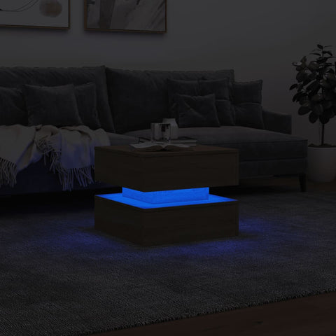 vidaXL Couchtisch mit LED-Leuchten Sonoma-Eiche 50x50x40 cm