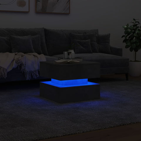 vidaXL Couchtisch mit LED-Leuchten Betongrau 50x50x40 cm