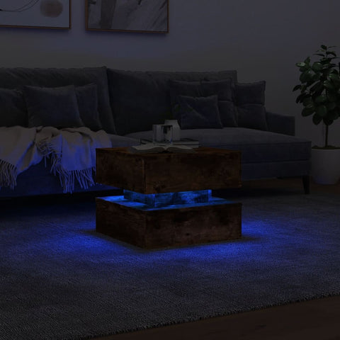 vidaXL Couchtisch mit LED-Leuchten Räuchereiche 50x50x40 cm