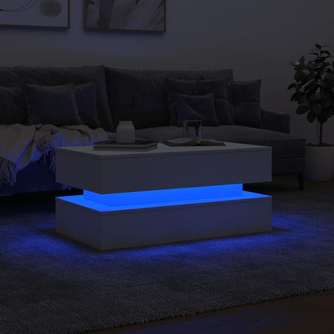 vidaXL Couchtisch mit LED-Leuchten Weiß 90x50x40 cm