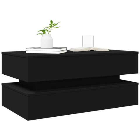 vidaXL Couchtisch mit LED-Leuchten Schwarz 90x50x40 cm