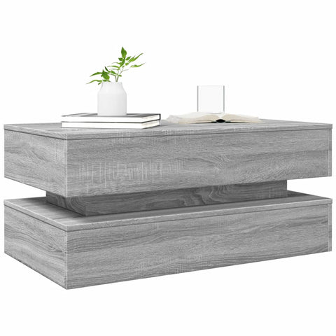 vidaXL Couchtisch mit LED-Leuchten Grau Sonoma 90x50x40 cm