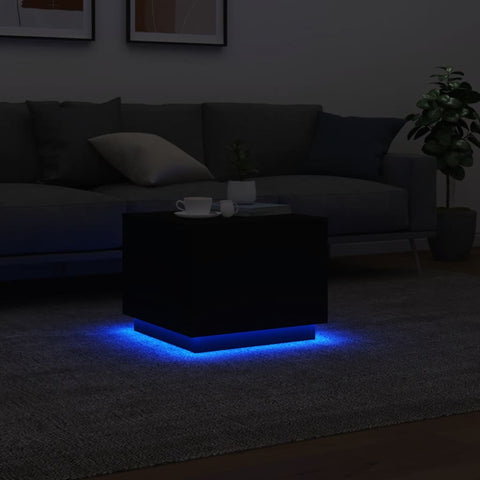 vidaXL Couchtisch mit LED-Leuchten Schwarz 50x50x40 cm