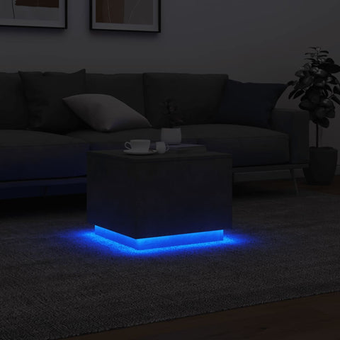 vidaXL Couchtisch mit LED-Leuchten Betongrau 50x50x40 cm