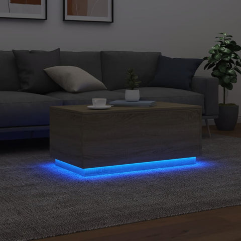 vidaXL Couchtisch mit LED-Leuchten Sonoma-Eiche 90x50x40 cm