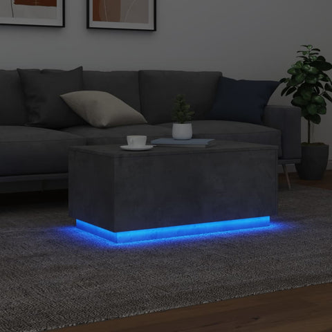 vidaXL Couchtisch mit LED-Leuchten Betongrau 90x50x40 cm