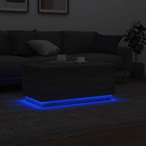 vidaXL Couchtisch mit LED-Leuchten Grau Sonoma 90x50x40 cm