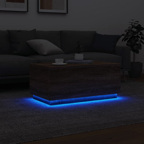 vidaXL Couchtisch mit LED-Leuchten Braun Eichen-Optik 90x50x40 cm