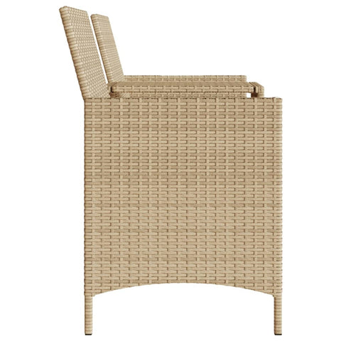 Gartensofa 2-Sitzer mit Tisch und Hockern Beige Poly Rattan