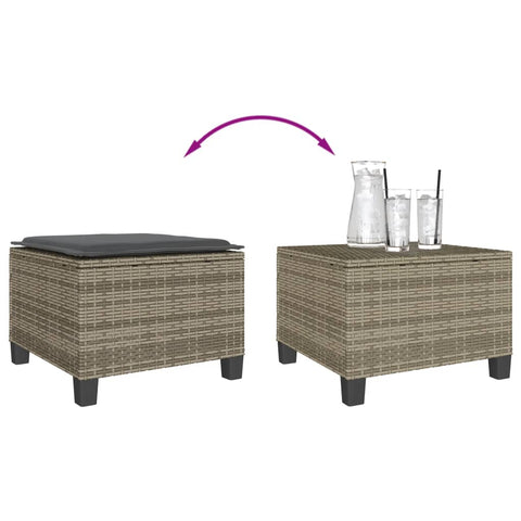 3-tlg. Bistro-Set mit Kissen Grau Poly Rattan