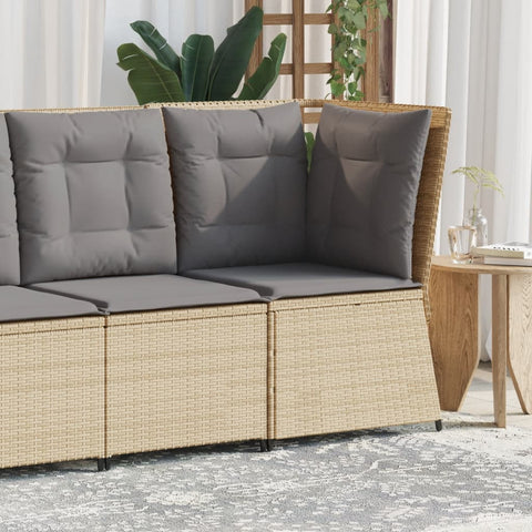 Garten-Ecksofa mit Kissen Beige Poly Rattan