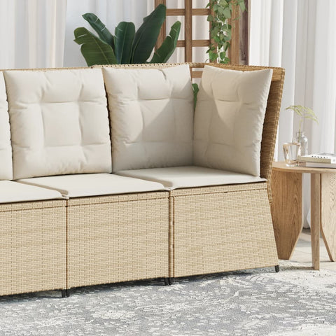 Garten-Ecksofa mit Kissen Beige Poly Rattan