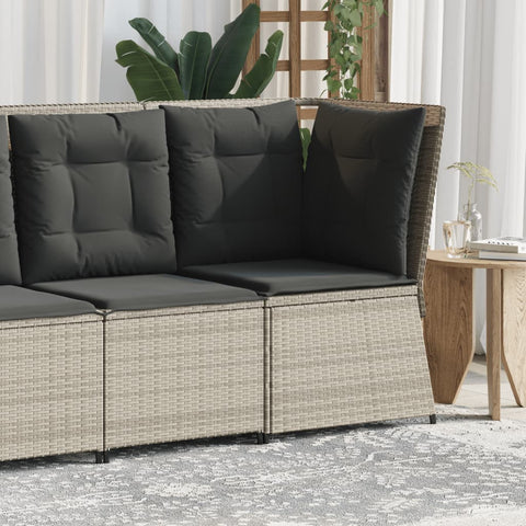 Garten-Ecksofa mit Kissen Hellgrau Poly Rattan