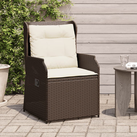 Gartensessel mit Kissen 2 Stk. Verstellbar Braun Poly Rattan