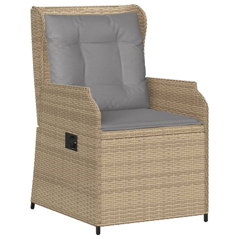 Gartensessel mit Kissen 2 Stk. Verstellbar Beige Poly Rattan