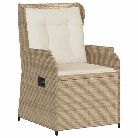 Gartensessel mit Kissen 2 Stk. Verstellbar Beige Poly Rattan