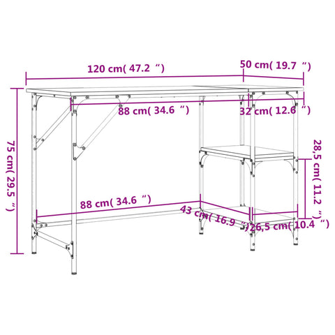 vidaXL Schreibtisch Schwarz 120x50x75 cm Metall und Holzwerkstoff