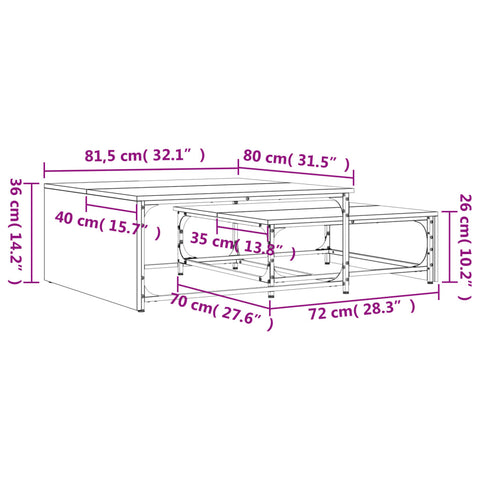 vidaXL Satztische 2 Stk. Braun Eichen-Optik Holzwerkstoff und Metall