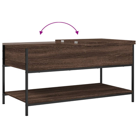 vidaXL Couchtisch Braun Eichen-Optik 100x50x50 cm Holzwerkstoff Metall