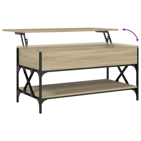 vidaXL Couchtisch Sonoma-Eiche 100x50x50 cm Holzwerkstoff und Metall