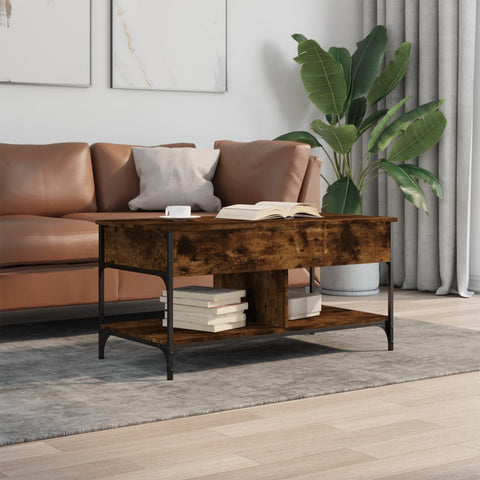 vidaXL Couchtisch Räuchereiche 100x50x50 cm Holzwerkstoff und Metall