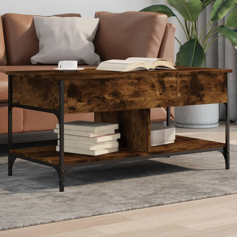 vidaXL Couchtisch Räuchereiche 100x50x50 cm Holzwerkstoff und Metall