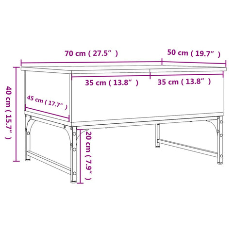 vidaXL Couchtisch Schwarz 70x50x40 cm Holzwerkstoff und Metall