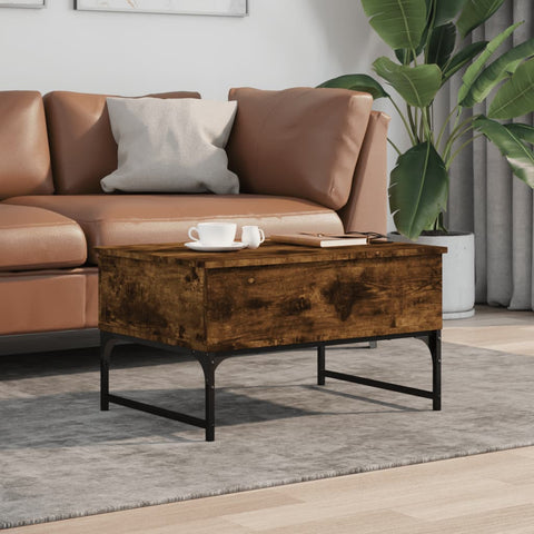 vidaXL Couchtisch Räuchereiche 70x50x40 cm Holzwerkstoff und Metall