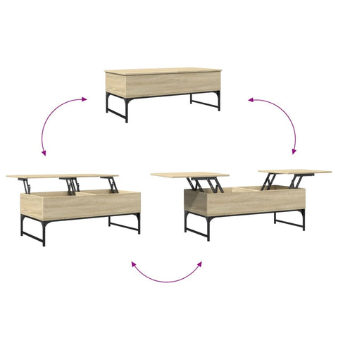 vidaXL Couchtisch Sonoma-Eiche 100x50x40 cm Holzwerkstoff und Metall