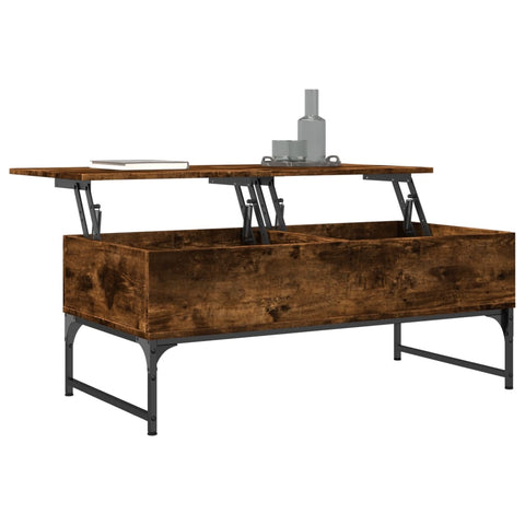 vidaXL Couchtisch Räuchereiche 100x50x40 cm Holzwerkstoff und Metall