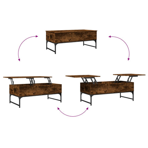 vidaXL Couchtisch Räuchereiche 100x50x40 cm Holzwerkstoff und Metall