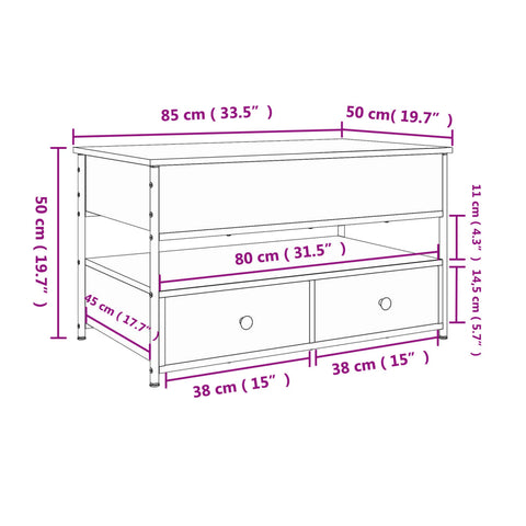 vidaXL Couchtisch Schwarz 85x50x50 cm Holzwerkstoff und Metall