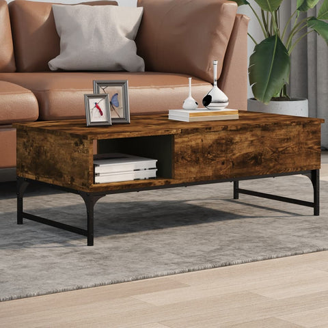 vidaXL Couchtisch Räuchereiche 100x50x35 cm Holzwerkstoff und Metall